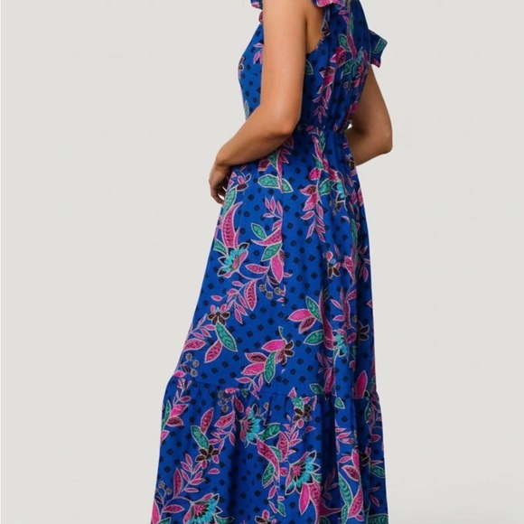 Baltic Born Plus Size 2X Biscayne Maxi Dress in Rayanne Indigo Print Ruffle Blue - Picture 2 of 11